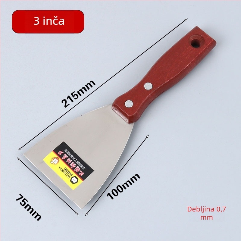 Špahtla za mort, ploski nož s držalom i utorom za tmel i bojenje