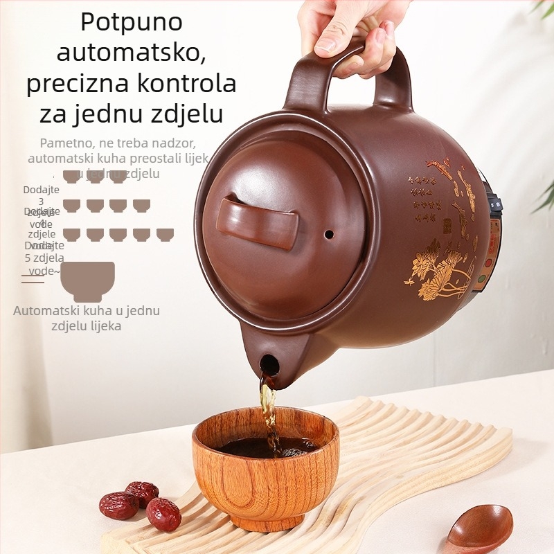 Pot za dekokt električni, potpuno automatski, za tradicionalnu kinesku medicinu, tijelo od ljubičastog pijeska, kapacitet 4 l, model HLK-50