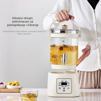 Zdravstveni čajnik s kranom, višenamjenski stakleni čajnik s digitalnim termostatom i mikrokontrolom (1,5–2 L, 800 W, 220 V, stakleni unutarnji spremnik)