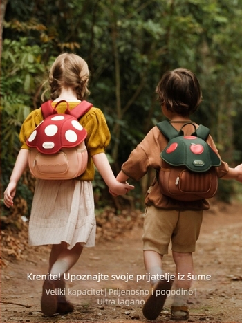 Dječji crossbody ruksak s motivom gljive, prozračni poliester, sladak dizajn