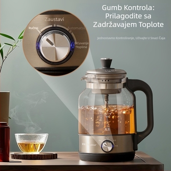 Royalstar čajnik od čistog titana s odjelom čaja i vode, kapacitet 1 L, 220 V, 500–1000 W