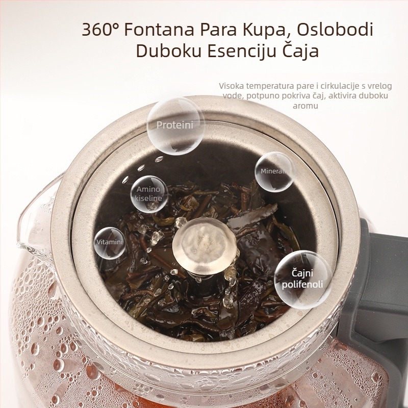 Royalstar čajnik od čistog titana s odjelom čaja i vode, kapacitet 1 L, 220 V, 500–1000 W