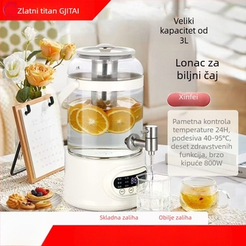 Zdravstveni čajnik s tijelom od borosilikatnog stakla visokog kapaciteta 2–3 L, 800 W, 220 V, dodirno upravljanje elektroničkim termostatom (Model Cuko-k24)