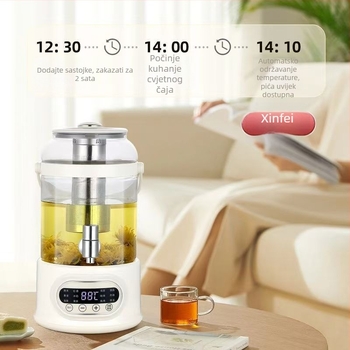 Zdravstveni čajnik s tijelom od borosilikatnog stakla visokog kapaciteta 2–3 L, 800 W, 220 V, dodirno upravljanje elektroničkim termostatom (Model Cuko-k24)