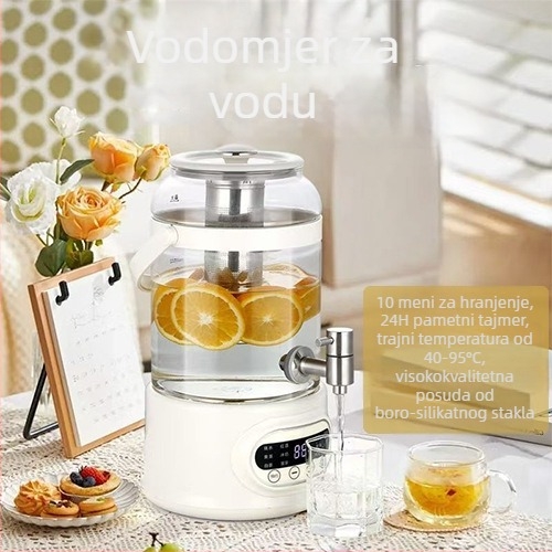 Zdravstveni čajnik s tijelom od borosilikatnog stakla visokog kapaciteta 2–3 L, 800 W, 220 V, dodirno upravljanje elektroničkim termostatom (Model Cuko-k24)