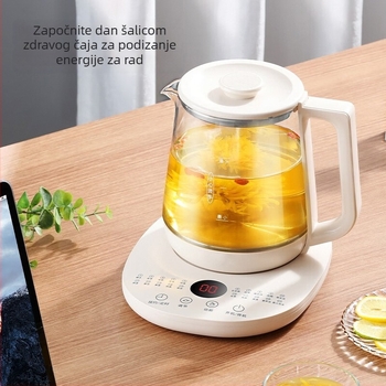 DK inteligentni zdravstveni lonac za čaj i kuhanje — 1,5 L, visoko borosilikatno staklo, 800W, dodirno upravljanje, unaprijed postavljeni program