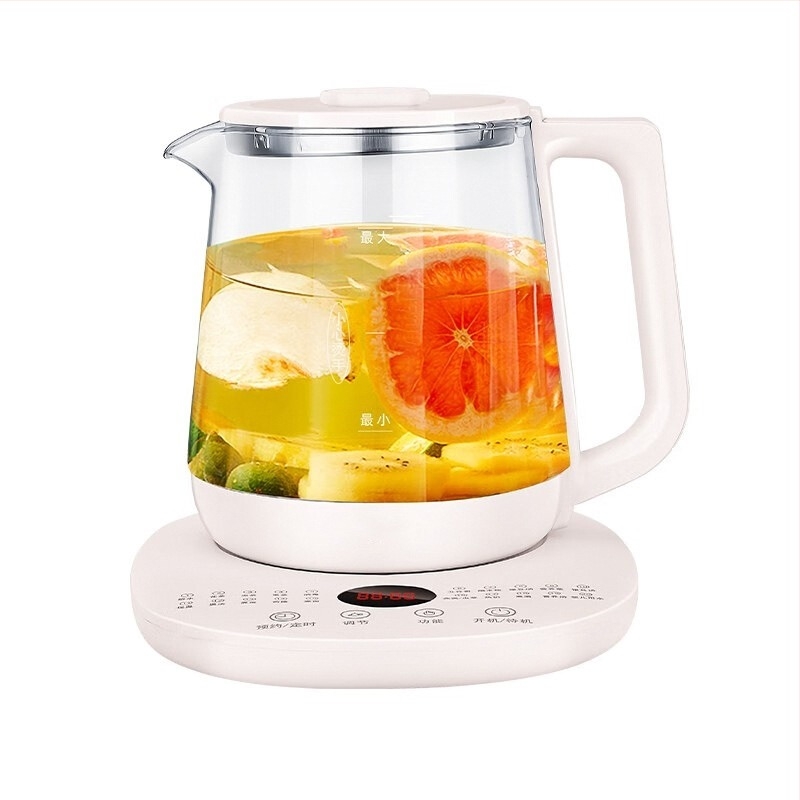 DK inteligentni zdravstveni lonac za čaj i kuhanje — 1,5 L, visoko borosilikatno staklo, 800W, dodirno upravljanje, unaprijed postavljeni program