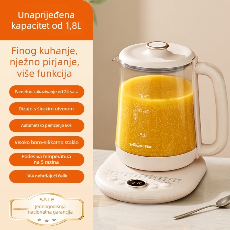 Health Pot čajnik s konstantnom temperaturom, kapacitet do 1 L, 220 V, 300–350 W, keramički unutarnji spremnik, termostat s širenjem tekućine