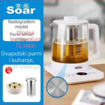 Soar Zdrav čajnik: stakleno tijelo od borosilikatnog stakla, kapacitet 1.5-2 L, upravljanje mikroprocesorom s digitalnim termostatom, automatski rad, model YS-801, 220V, 500-1000W
