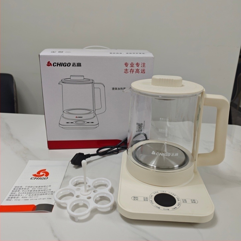 Zhigo YSH002 Zdravstveni čajnik – Višenamjenski električni čajnik s staklenim tijelom, 1–1,5 L, 800W, 220V, elektronički termostat, dodirno upravljanje, memorija podizanja posude