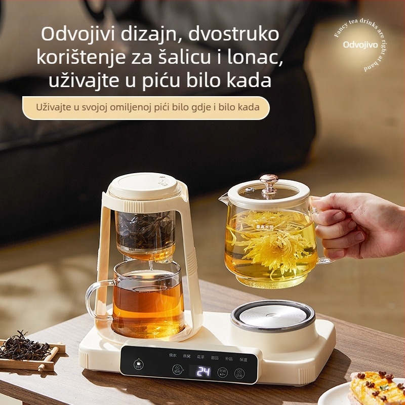 Pametan stakleni čajnik za zdravi čaj, dvostruko grijanje, digitalni termostat, 2-3 porcije, 220V, 470W