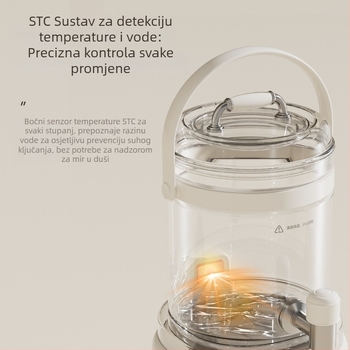 Yidepu automatska staklena čajna kuhačica, split dizajn s izljevom, 1000W, 220V, dodirno upravljanje, digitalni termostat, model JW-B28-T