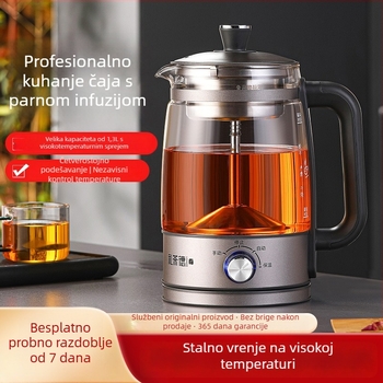 Čajnik JY068, kapacitet 1–1,5 L, napajanje 110 V, snaga 600 W, kućište od nehrđajućeg čelika s unutarnjim staklenim spremnikom