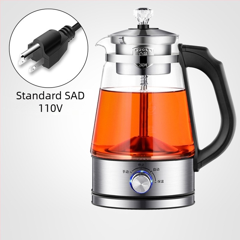 Čajnik JY068, kapacitet 1–1,5 L, napajanje 110 V, snaga 600 W, kućište od nehrđajućeg čelika s unutarnjim staklenim spremnikom