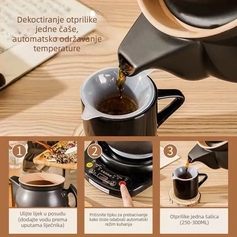 Keramička posuda za dekokt s keramičkim unutarnjim dijelom, kapacitet 2-3 L, 220 V, 500-1000 W, digitalni termostat, gumbovo upravljanje