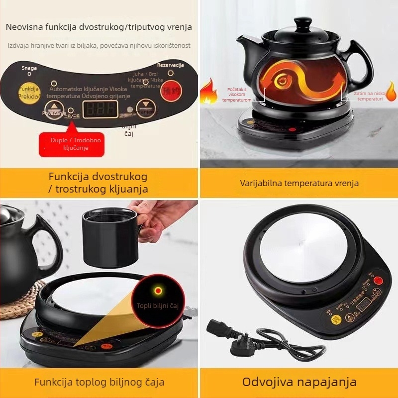 Keramička posuda za dekokt s keramičkim unutarnjim dijelom, kapacitet 2-3 L, 220 V, 500-1000 W, digitalni termostat, gumbovo upravljanje