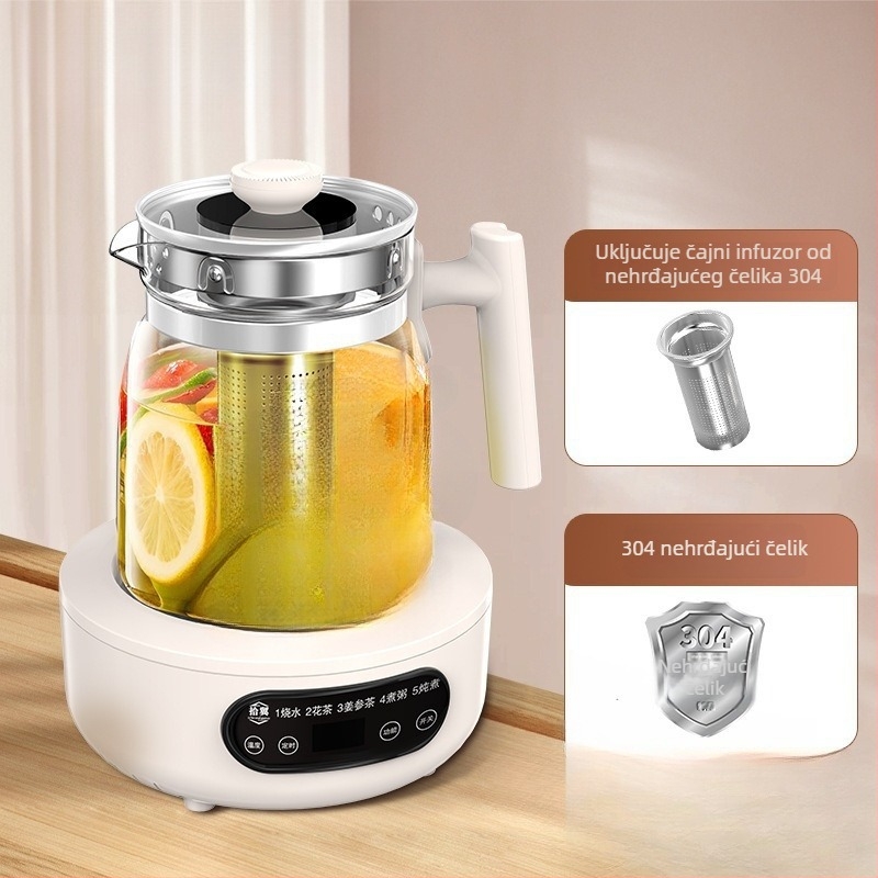 Zdravstveni čajnik, model My-2408a, kapacitet 1,3 L, keramički unutarnji spremnik, tijelo od materijala purple-sand, snaga 300–350 W