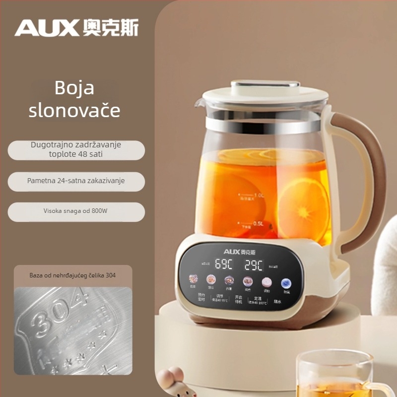 Oaks Health Pot, staklena posuda za čaj s funkcijom, 1.5–2 L, 220 V, 800 W, dodirno upravljanje, digitalni termostat