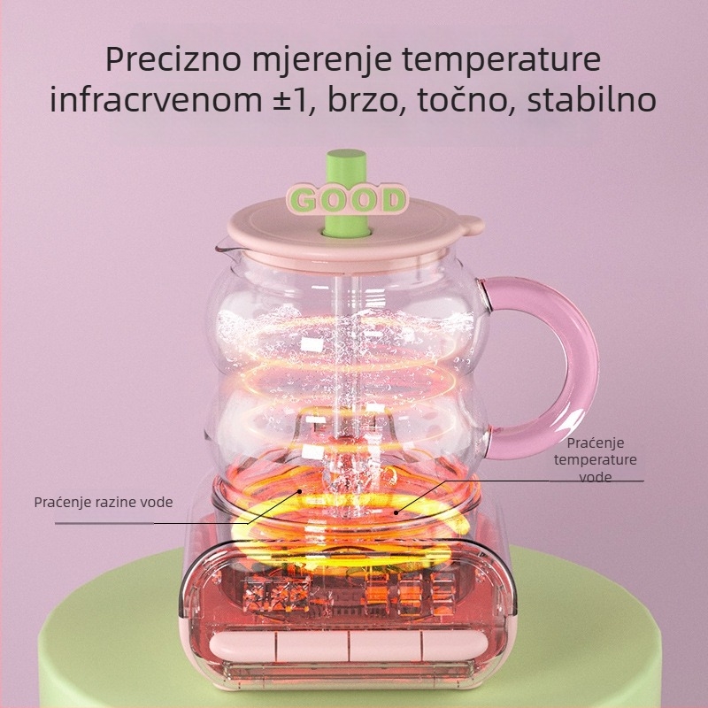 Čajnik za zdravlje, staklena kućišta od borosilikatnog stakla, 1 L, 220 V, 500–1000 W, Model F2