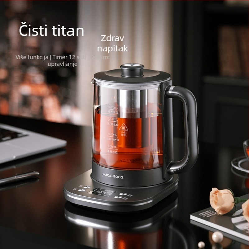 Staklena Health Pot čajnik MC-YS1536, kapacitet 1–1.5 L, 220V, 500–1000W, elektronički termostat