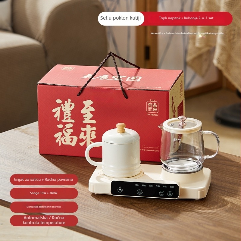 Zdravstvena čajna posuda s borosilikatnim staklom, dodirno upravljanje, digitalni termostat, 220V, 300–350W (model Ww-b32)