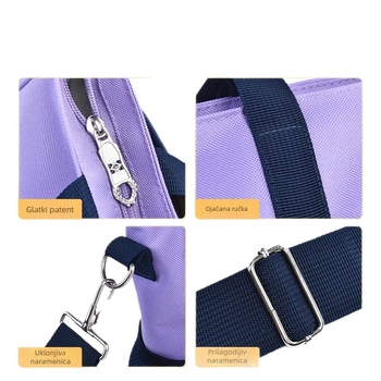 Torba za dopunsku nastavu za učenike osnovne škole s logom, Oxford tkanina, ergonomski stražnji panel, prozračna i lagana, unisex, za 5.–6. razred