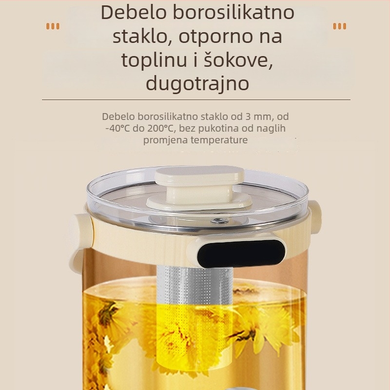 Električna čajna posuda s podijeljenim dizajnom, 3L kapaciteta, dodirno upravljanje, digitalni termostat, staklena konstrukcija