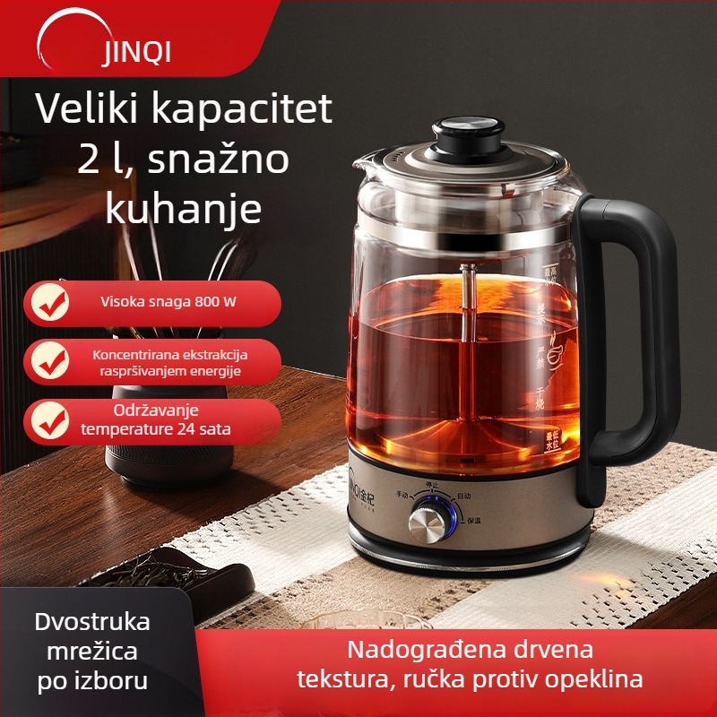 2,0 L Zlatni Goji čajnik s visokotemperaturnim raspršivanjem pare za crni i bijeli čaj – zdrava posuda za čaj