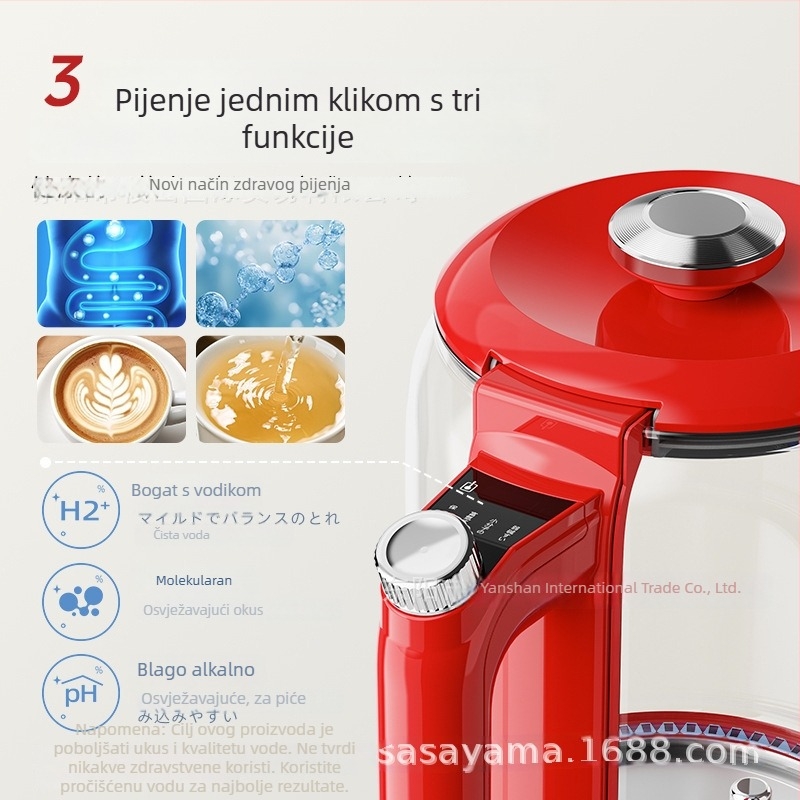 LATUNA Jhr-sh1801 kuhalo za čaj od borosilikatnog stakla, 1.5-2 L, 220 V, 500-1000 W, konstantna temperatura