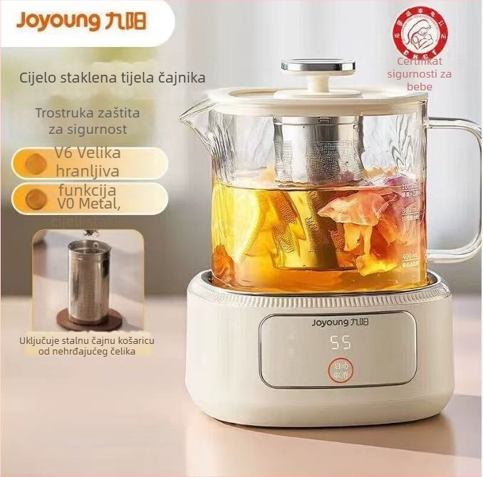 Joyoung Wy103 Zdrava posuda za čaj sa staklenim tijelom, kapacitet 1 L, 220 V, 500–1000 W, elektronički termostat