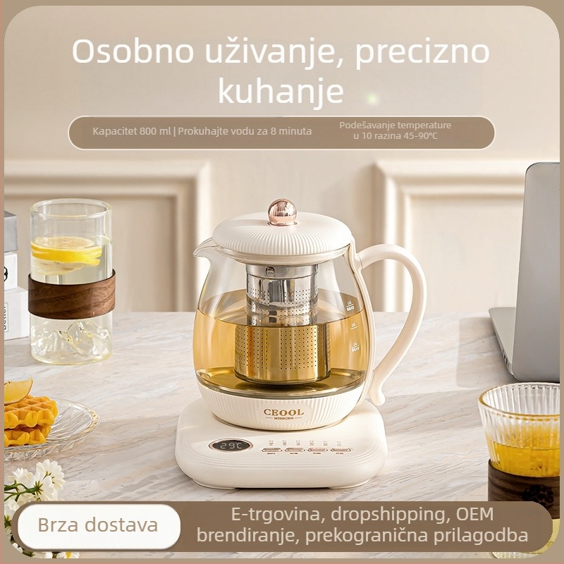 Zdravstveni čajnik sa staklenim tijelom, 0,8 L, 800 W, 220 V, model GC-674