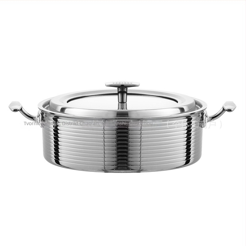 Posuda za hot pot od 304 nehrđajućeg čelika, debeli duboki dizajn, dno od višeslojnog kompozita, neelektrično, kompatibilno sa svim pločama, zapremina 2,1–4 L / 4,1–6 L / 6,1–10 L / 10 L+