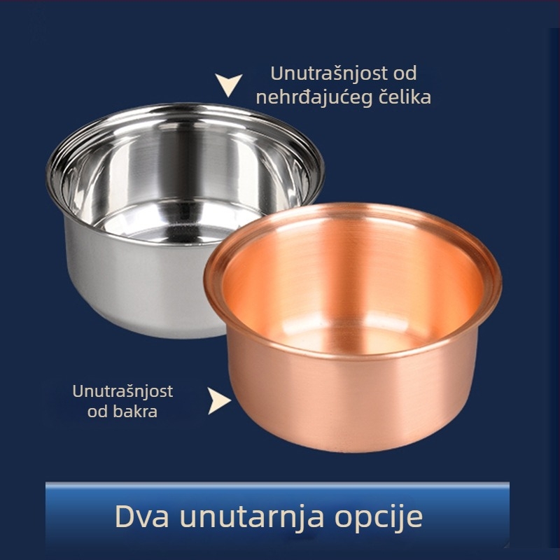 Bakrena posuda za jednu osobu s emajliranim cloisonné završetkom i višeslojni dnom, kapacitet 2,1–4 l