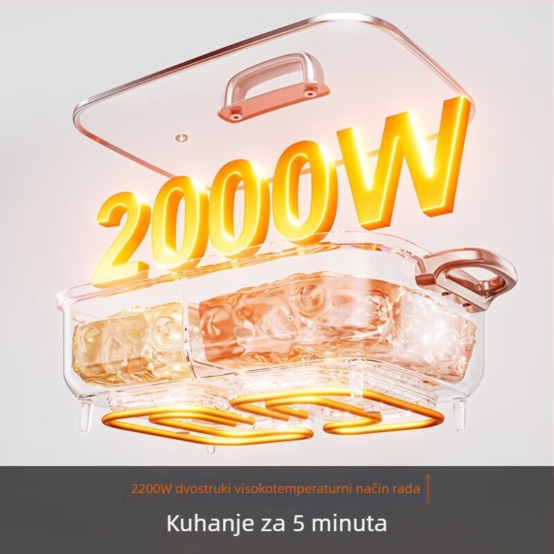 Joyoung električni lonac za hot pot s elektromagnetskim grijanjem, 1500W+, kapacitet >6L, unutarnja posuda od aluminijske zlitine, zaštita od suhog sagorijevanja