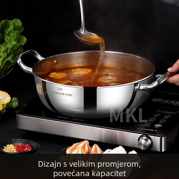 Cooking skills lonac za supu od 316 nehrđajućeg čelika, s višeslojnom dnom i staklenom poklopcem, kompatibilan s univerzalnim štednjakom, kapacitet 4.1–6 L / 6.1–10 L / 10 L+