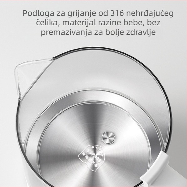 Zdravstveni čajnik za pripremu čaja, stakleno tijelo, kapacitet 1 L, 220 V, 500 W, digitalni termostat s dodirnim upravljanjem