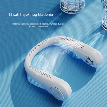 Ventilator bez lopatica za vrat, tih, USB mini prenosni, s 3 brzine vjetra, ugrađena baterija 2000–4000 mAh, trajanje 3–6 sati