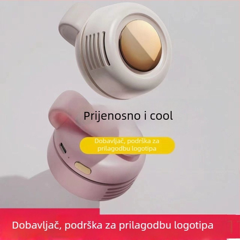 Ventilator bez lopatica za nosenje oko vrata i struka s 360° rotacijom, USB napajanje, 3 brzine, ugrađena baterija 800–1000 mAh, trajanje 1–3 h