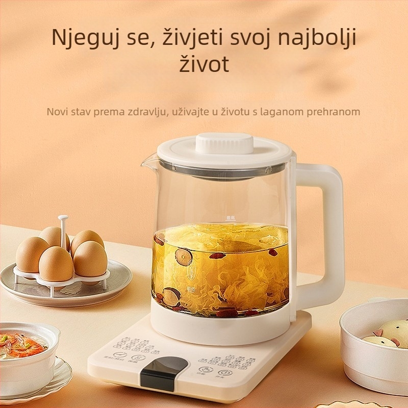 Zdravstvena posuda za infuziju i automatsko kuhanje, stakleno tijelo i unutarnja posuda, 1 L, 220V, 800W, dodirna kontrola