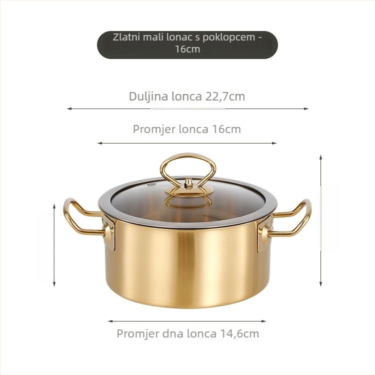 Jednostavan lonac od nehrđajućeg čelika sa staklenim poklopcem, bezdimni dizajn, kapacitet 2,1–4 L, kompatibilan s uobičajenim pločama
