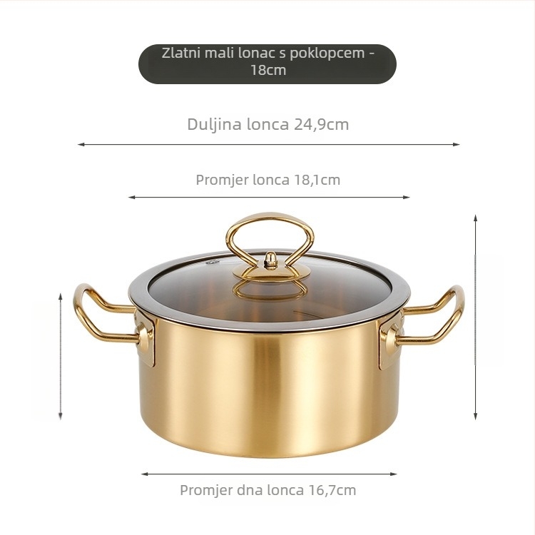 Jednostavan lonac od nehrđajućeg čelika sa staklenim poklopcem, bezdimni dizajn, kapacitet 2,1–4 L, kompatibilan s uobičajenim pločama
