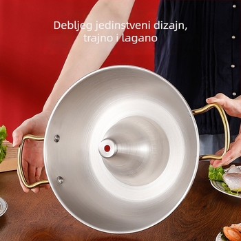 Abby’s Lonac za hot pot od nehrđajućeg čelika 304 – kompatibilan s indukcijom, bez premaza, jednostrano dno, poklopac od nehrđajućeg čelika