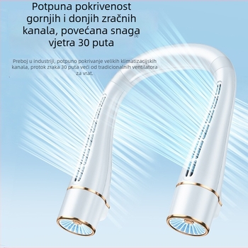 Ventilator za vrat bez lopatica s brushless motorom, USB napajanje, 3 brzine, ugrađena baterija 300–500 mAh