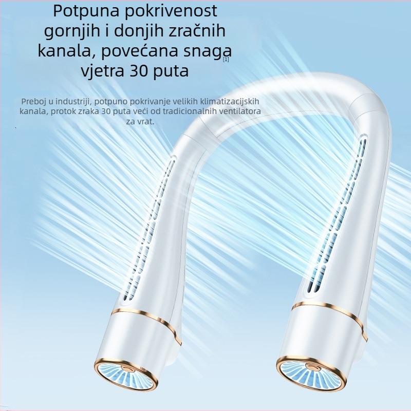 Ventilator za vrat bez lopatica s brushless motorom, USB napajanje, 3 brzine, ugrađena baterija 300–500 mAh