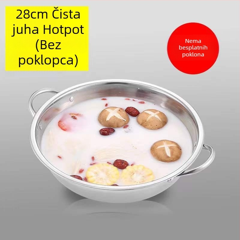 Lonac za hot pot od nehrđajućeg čelika, patka mandarinska, kapacitet 4.1-6 L, složeno dno, poklopac od vlaknastog stakla, kompatibilan s uobičajenim pločama, marka Zhenmingtang