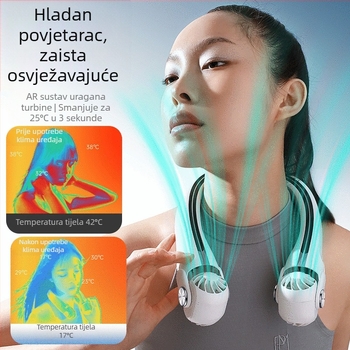 Vratni ventilator bez lopatica s ugrađenom baterijom 2000–4000 mAh, USB napajanje, 3 brzine, brushless motor, izvučni rotacijski izvod zraka