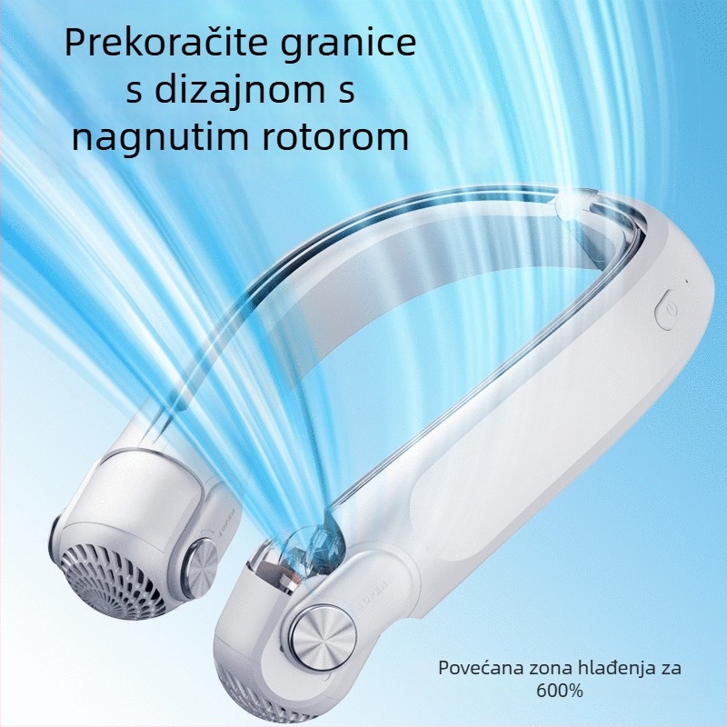Vratni ventilator bez lopatica s ugrađenom baterijom 2000–4000 mAh, USB napajanje, 3 brzine, brushless motor, izvučni rotacijski izvod zraka