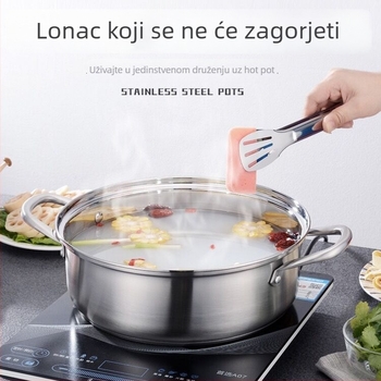 Yin-Yang lonac od 304 Nerđajućeg čelika, neprijanjajuća površina, kompatibilan s indukcijskim pločama, s poklopcem, kapacitet 2,1–4 L
