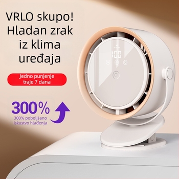 Klipni stolni ventilator s dodirnim upravljanjem, ugrađena litijska baterija (2000–4000 mAh), bezčetkasti motor, 5 brzina, digitalni zaslon