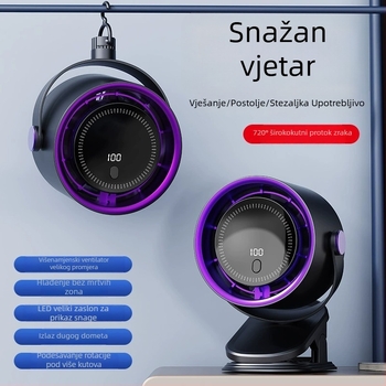 Klipiventilator na stol bez lopatica, USB napajanje, ugrađena baterija, 4 brzine